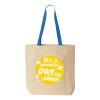 Natural Tote with Contrast-Color Handles Thumbnail