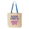 Natural Tote with Contrast-Color Handles Thumbnail