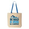 Natural Tote with Contrast-Color Handles Thumbnail