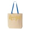 Natural Tote with Contrast-Color Handles Thumbnail