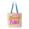 Natural Tote with Contrast-Color Handles Thumbnail